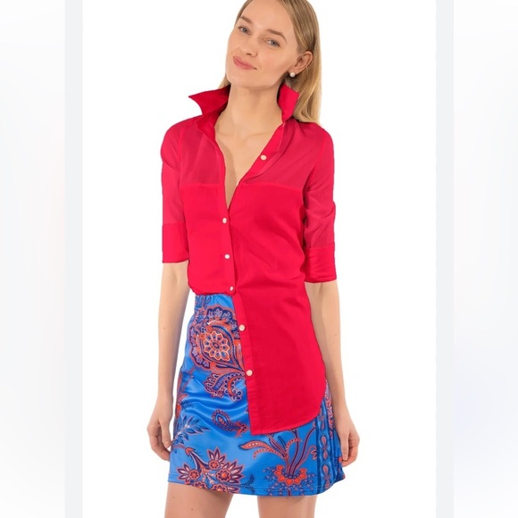 Gretchen Scott Women’s Floral Print Skippy Skort Blue & Red Sz Small Resortwear - Picture 3 of 10